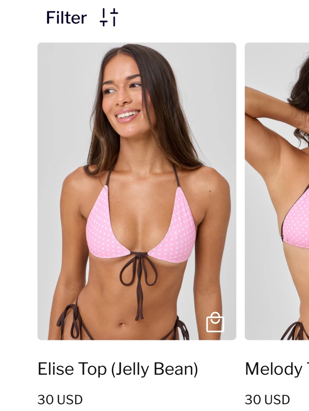 Bright Swimwear Triangle Bikini Top - Pink and brown